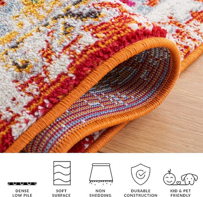 SAFAVIEH Madison Collection Runner Rug - 2'2" x 6', Rust & Pink, Boho Diamond Distressed Design, Non-Shedding & Easy Care, Ideal for High Traffic Areas in Living Room, Bedroom (MAD418Q)