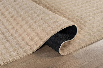 CAMILSON Modern Beige Non Slip Rug 4x6 Ultra Soft High Pile Area Rugs Non Skid Rubber Backing Durable & Easy to Clean Carpet for Living Room Bedroom Kids Room Indoor Use (4 x 6 Beige)