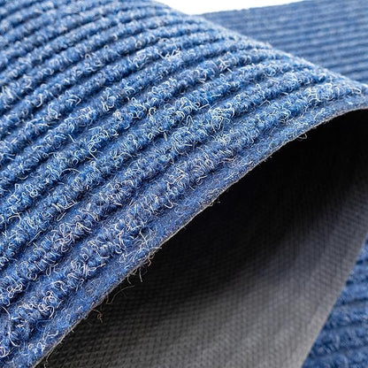 English Home Custom Size Non Slip Striped Design Durable PVC Non Slip Backing Tough Pile Runner Rug for Hallway, Outdoor, Indoor, Commercial, Residential, Pool, Office (Dark Blue, 36" x 30')