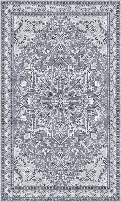 Washable Entryway Rug 3x5 | Non Slip Rug Runners for Hallways, Entryways, Kitchens, Bathrooms, Bedrooms | Ultra-Soft Flannel Carpet Kitchen Rug with Rubber Backing (Frosted Graphite, 3x5)