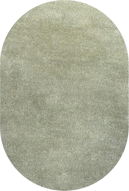 Eyely UES100O-6OV Supersoft Haze Solid Low-Pile Indoor Area Rug, Coastal, Bohemian, Minimalist, Classic, Casual for Bedroom,Kitchen,Living Room,Non Shedding,Easy-Washing, Green, 6 X 9 Oval