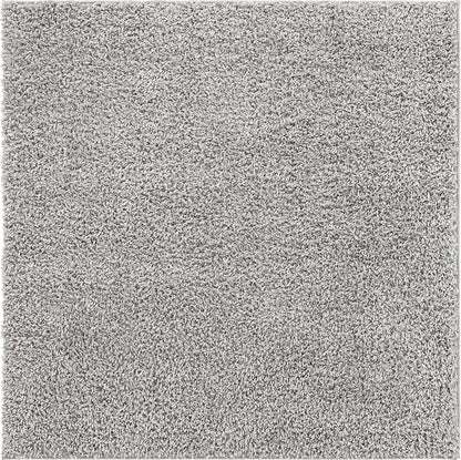 Unique Loom Davos Shag Collection Area Rug - Solid (5' 1" Square, Sterling)