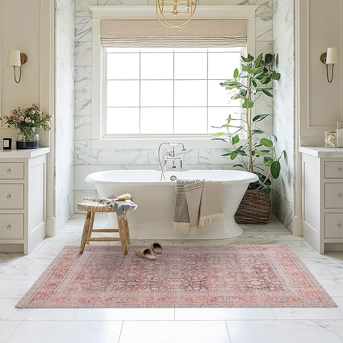 Fame Living Washable Area Rug. Modern Farmhouse. Vintage. Turkish. Bohemian. Distressed. Oriental. Traditional. Rugs for Living Room. Dining. Bedroom. Office. Entryway. Foyer. (860TT, 9'5" x 14')