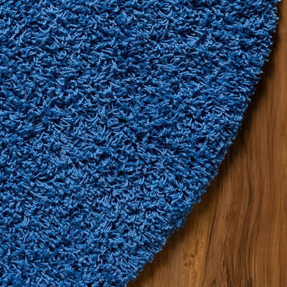 Unique Loom Solid Shag Collection Area Rug (7' 1" Round, Periwinkle Blue)