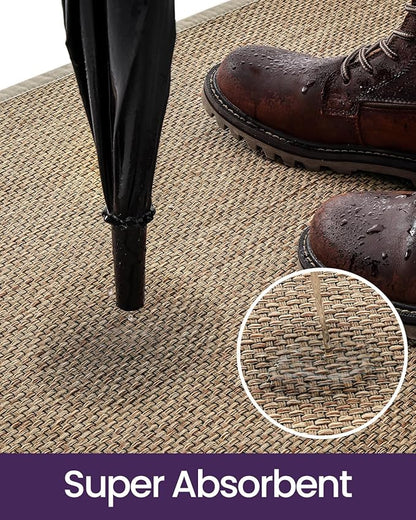 DEXI Ultra Thin Entryway Indoor Door Mat 36x56, Non Slip Rubber Backing Inside Entry Mat, Low Profile Easy Clean Dirt Trapper Doormat for Inside Entrance Patio, Beige