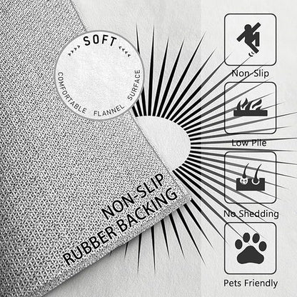 Mid Century Rugs for Living Room -Minimalist Sun Rug, 3x4 ft, Black and White Area Rugs for Bedroom, Modern Abstract Washable Carpet for Entryway, Kitchen, Optical Illusion Home Decor & Gifts