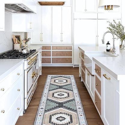 Fame Living Washable Area Rug. Modern Farmhouse. Vintage. Turkish. Bohemian. Distressed. Oriental. Traditional. Rugs for Living Room. Dining. Bedroom. Office. Entryway.(856BlckGry, 2'5" x 9'8")