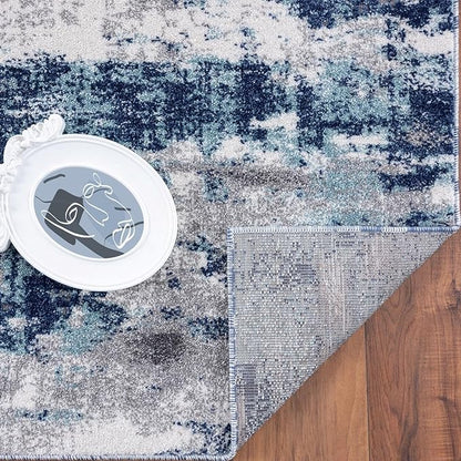 LUXE WEAVERS Euston Collection D.Blue-L.Blue 8x10 Modern Abstract Area Rug