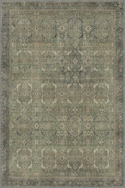 6x9 Area Rug Machine Washable Boho Rug for Living Room,Ultra-Thin Low Pile Carpet,Lightweight Indoor Printed Rug,Non Slip Floral Area Rug for Bedroom, Dining Room, Home Office,Muted Green