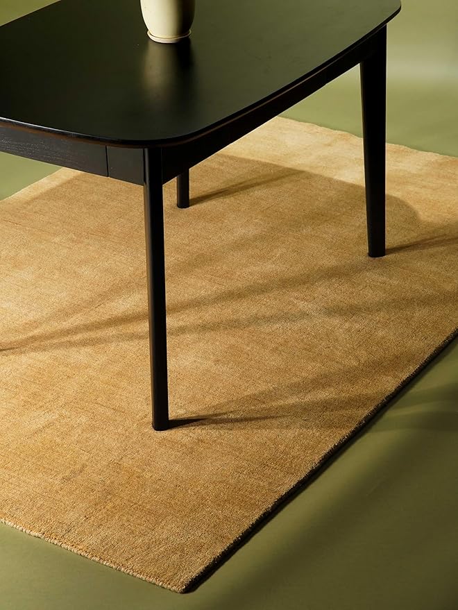 Rugsotic Carpets Hand Knotted Gabbeh Wool 9'x12' Area Rug Solid Gold L00111