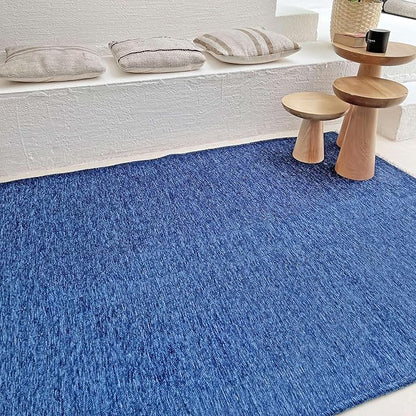 Alfa Rich 4x6 Dark Blue Washable Area Rugs for Living Room Bedroom Kitchen Cotton Decor Solid Rug
