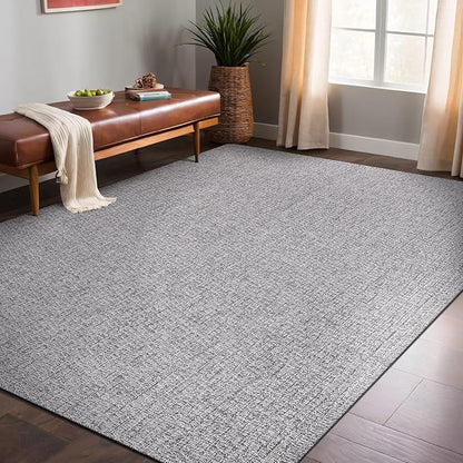 Easy Jute Rugs 8x10 Gray Color Living Room Indoor Outdoor Area Rug for Farmhouse Patio and Kitchen Rug High Traffic Washable Easy to Clean Solid Boho Woven Design Outside Carpet (8 x 10)