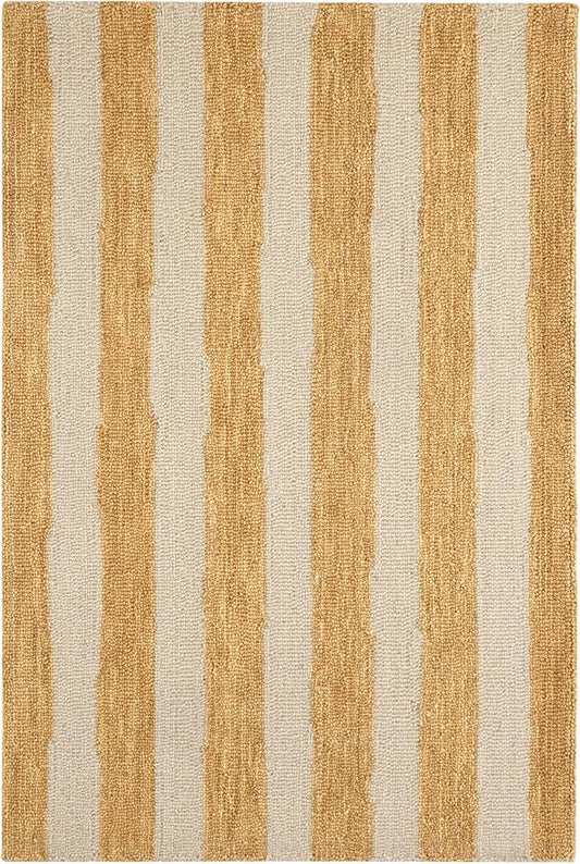 Dash & Albert Silas Stripe Gold Hand Micro Hooked Wool Rug, Runner-2.5 X 8 Feet, Yellow/Orange Stripe Pattern - Premium Luxury Hotel Quality Soft Breathable Hypoallergenic Machine Washable Easy