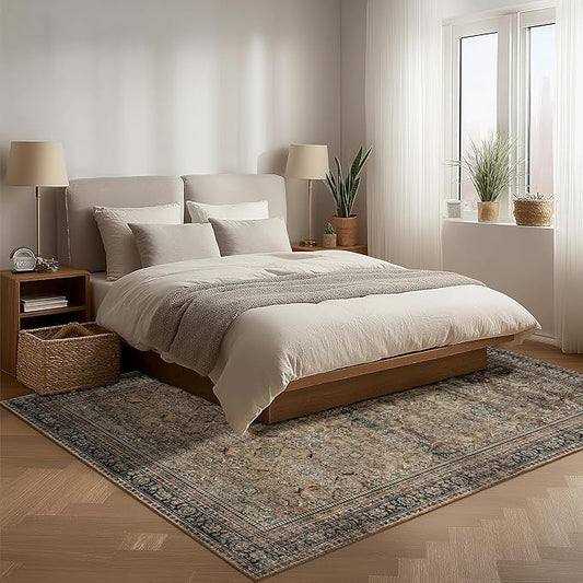 Area Rug Non Slip Machine Washable Ultra Soft Living Room/Bedroom/Kitchen/Outdoor/Classroom Vintage Brown, 5'×7'