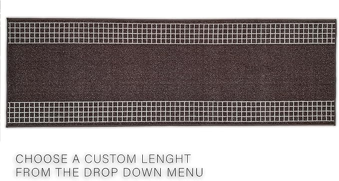 Custom Made Runner Rug for Kitchen Foyer Hallway Entry Choose Your Length 31 Inch Wide Geometric Checkered Design Brown Color (35 feet x 31 Inch)