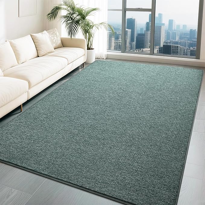 HQAYW 4x6 Area Rugs for Living Room Bedroom, Modern Thickened Memory Foam Soft Rug, Indoor Low Pile Minimalist Washable Non Slip Carpets for Kids Girls Boys Nursery Dorm Home Decor, Grey Green