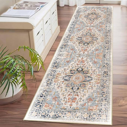 Enkor Runner Rugs for Hallway, 2x8 Washable Soft Non Slip Floor Rugs for Kitchen, Modern Mat for Living Room Bedroom Entryway Orange & Black