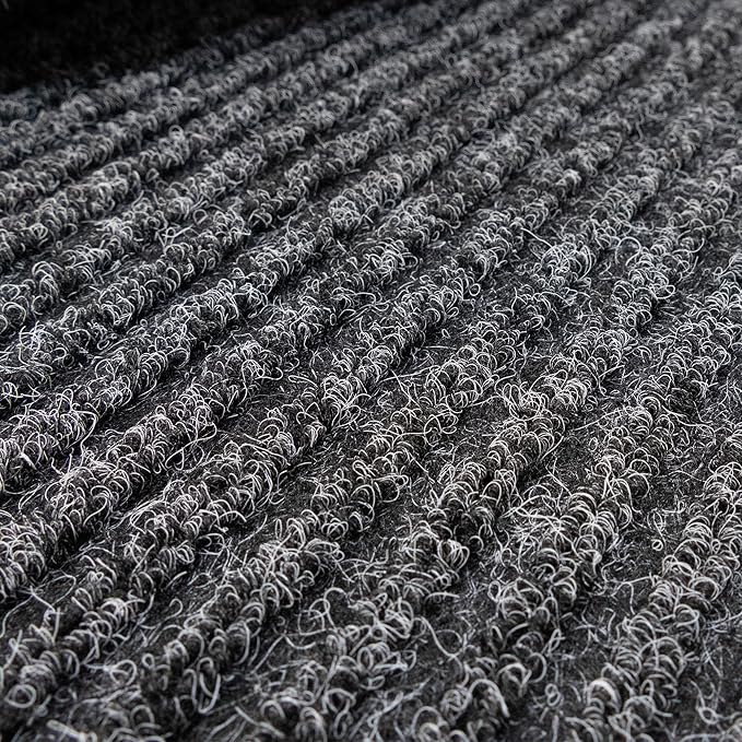English Home Custom Size Non Slip Striped Design Durable Anti Slip Back Tough Pile Runner Rug for Hallway, Outdoor, Indoor, Commercial, Residential, Pool, Office (Dark Gray, 26" x 08')