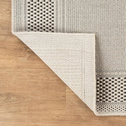 CAMILSON Easy Jute Rug 2x7, Indoor and Outdoor Off-White Runner Rug for Kitchen, Hallway and Entryway, Bordered Boho Woven Design, Easy-Cleaning, Washable Outside Carpet (2 x 7)