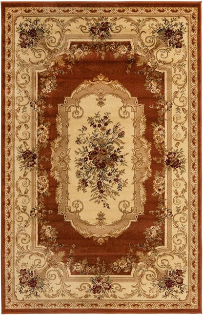 Rugs.com Chateau Collection Rug – 5' x 8' Brick Red Medium Rug Perfect for Bedrooms, Dining Rooms, Living Rooms