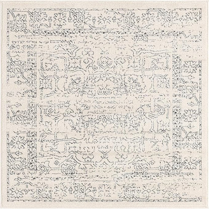 Unique Loom Isabella Collection Area Rug - Adjani (4' 1" Square, White/ Blue)