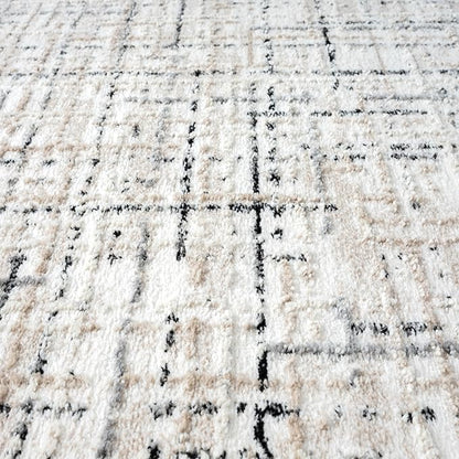 Abani Grey Area Rug for Living Room, Bedroom - Crosshatch Pattern- 6' x 9' -Durable & Easy to Clean