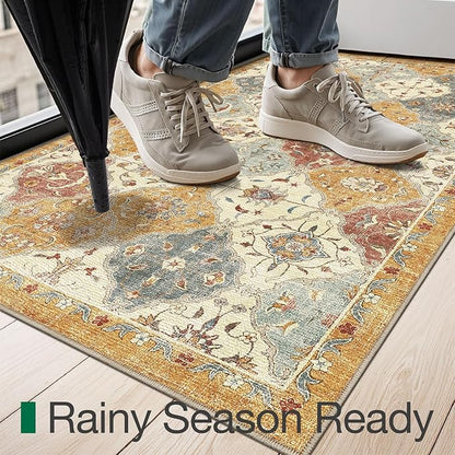 LUMI Indoor Door Mat 17x30, Washable Low Pile Entry Rug with Non-Slip Rubber Backing, Durable Welcome Mat for Entryway, Hallway, Patio, or Porch