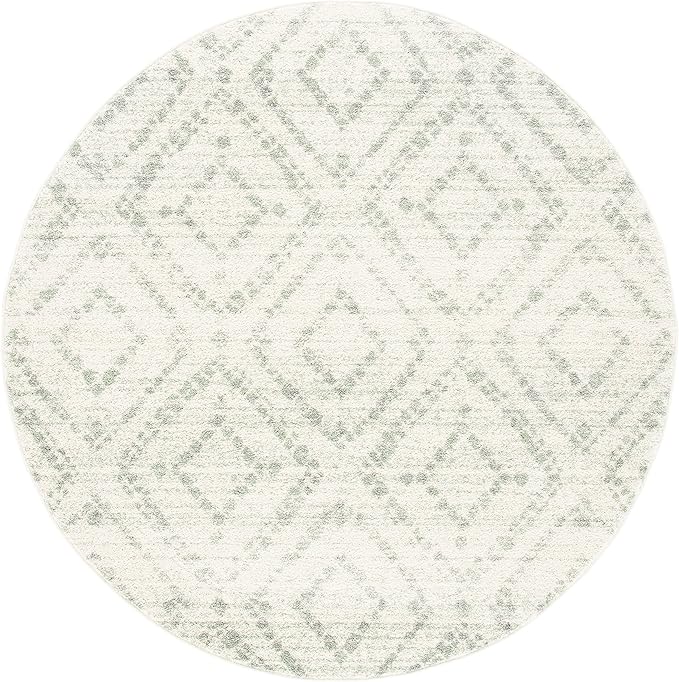 SAFAVIEH Adirondack Collection Area Rug - 10' Round, Ivory & Green, Geometric Design, Non-Shedding & Easy Care, Ideal for High Traffic Areas in Living Room, Bedroom, Dining (ADR131X-10R)