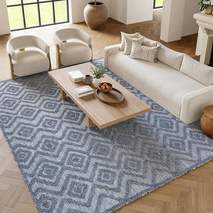 Nourison Home Versatile Denim Blue 9' x 12' Area Rug - Easy Clean, Non Shedding, Bed Room, Living Room, Dining Room, Kitchen (9' x 12')