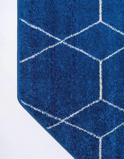 Unique Loom Trellis Frieze Collection Area Rug - Geometric (7' 10" Octagon, Navy Blue/ Ivory)