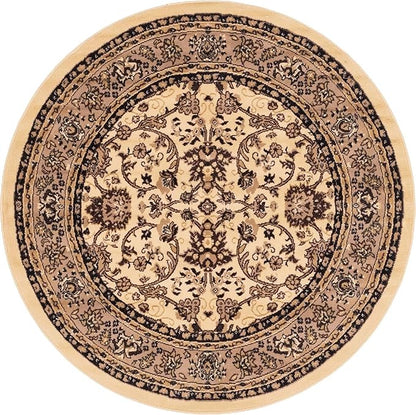 Unique Loom Sialk Hill Collection Area Rug - Washington (5' 1" Round Ivory/Black)