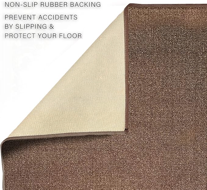 Custom Made Runner Rug Low Pile with Rubber Backing for Kitchen Foyer Hallway Entry Choose Your Length Size 31 Inch Wide Solid and Plain Brown Color (6 feet x 31 Inch)