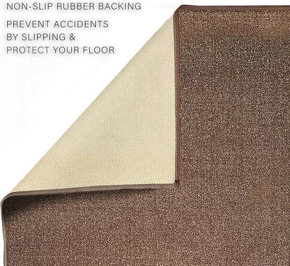 Custom Made Runner Rug Low Pile with Rubber Backing for Kitchen Foyer Hallway Entry Choose Your Length Size 31 Inch Wide Solid and Plain Brown Color (10 feet x 31 Inch)