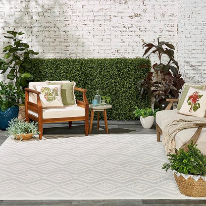 Nourison Home Versatile Ivory White 7' x 10' Area Rug - Easy Clean, Non Shedding, Bed Room, Living Room, Dining Room, Kitchen (7' x 10')
