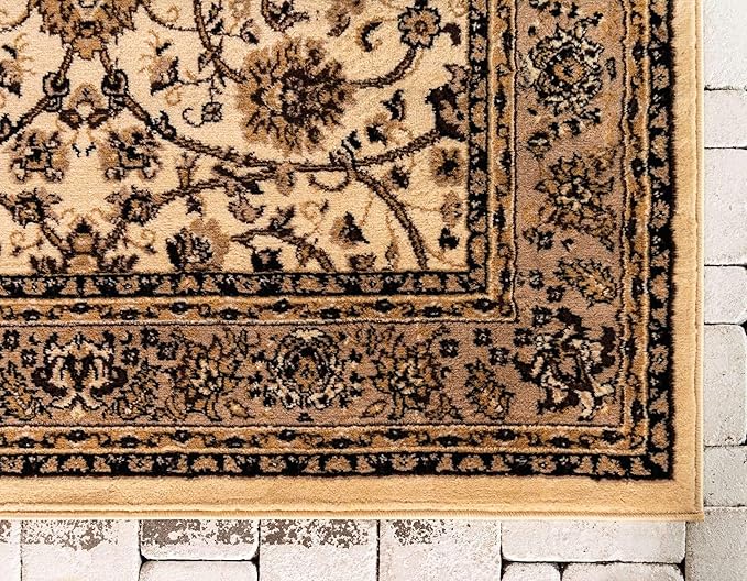 Unique Loom Sialk Hill Collection Area Rug - Washington (9' x 12' Rectangle Ivory/Black)