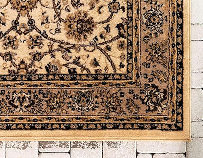 Unique Loom Sialk Hill Collection Area Rug - Washington (9' 10" x 13' 1" Rectangle Ivory/Black)