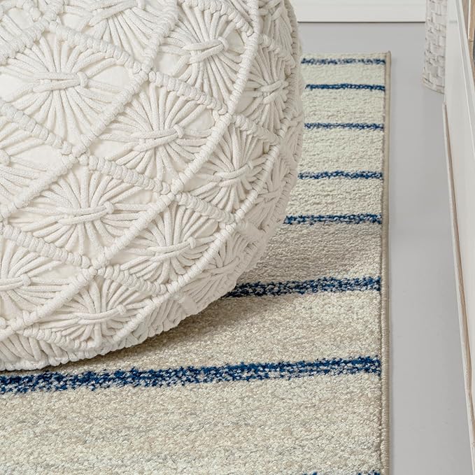 JONATHAN Y Williamsburg Minimalist Stripe Cream/Navy Indoor Area Rug, 8x10, Contemporary, Modern, Easy-Cleaning for Living Room, Bedroom, Kitchen, Pet Friendly, Non-Shedding (MOH201E-8)