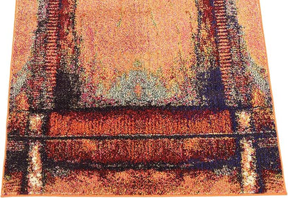 Unique Loom Estrella Collection Rustic, Distressed, Modern, Abstract Area Rug (3' 3 x 5' 3 Rectangular, Orange/Black)