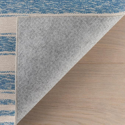 Dash & Albert Vion Blue Machine Washable Rug, 2 X 3 Feet, Blue/Grey Stripe Pattern