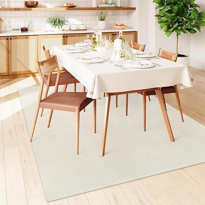 Collive Boho Rugs for Living Room 5X8ft, Washable Area Rug Woven Cotton Rugs for Bedroom, White Braided Rug Farmhouse Carpet for Dining Room Nursery Room, Outdoor Rug for Patio Balcony Courtyard Decor