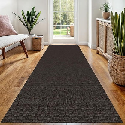 EARTHALL Washable Runner Rug 3x8 Ft Non Slip Runners for Hallways Wide Cotton Rubber Backed Kitchen Runner Braided Indoor Floor Carpet for Entryway, Hallway, Kitchen, Bedroom, Taupe/Coffee