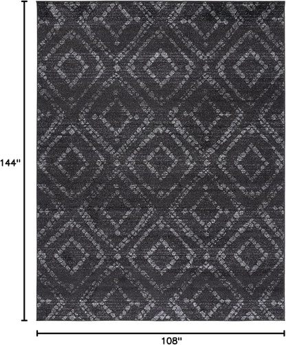 SAFAVIEH Adirondack Collection Area Rug - 9' x 12', Dark Grey & Grey, Modern Diamond Distressed Design, Non-Shedding & Easy Care, Ideal for High Traffic Areas in Living Room, Bedroom (ADR131F)