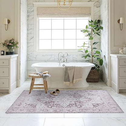 Washable Area Rug. Modern Farmhouse. Vintage. Turkish. Bohemian. Distressed. Oriental. Traditional. Rugs for Living Room. Dining. Bedroom. Office. Entryway. Foyer. (861PP, 9' x 12')