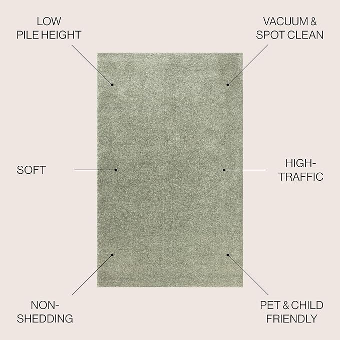JONATHAN Y Haze Solid Low-Pile Green Indoor Area Rug 3x5, Coastal,Bohemian,Minimalist,Classic, Easy-Cleaning for Living Room,Bedroom,Kitchen,Pet Friendly,Non-Shedding (SEU100O-3)