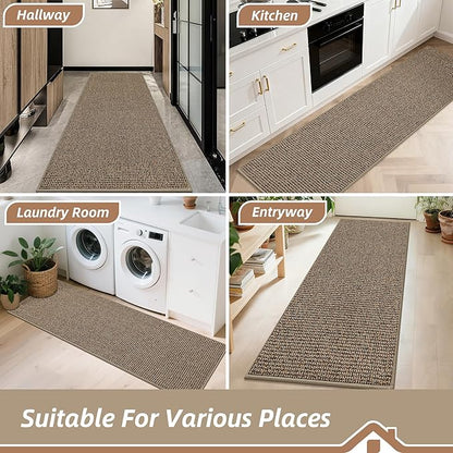 BEQHAUSE Hallway Runner Rugs 2.6x8, Hallway Rug Non-Slip Washable(Rolled-Up NO Creases), Runner Rug Absorbent Stain Resistant Hall Rug Carpet Runner, Entryway Rugs Floor Mat Laundry Room Rugs, Taupe