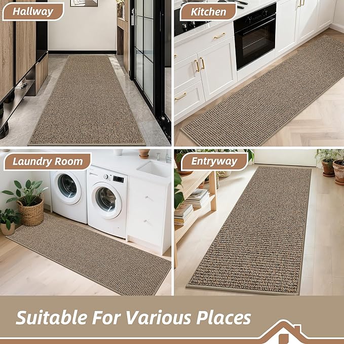 BEQHAUSE Hallway Runner Rugs 2.6x10, Hallway Rug Non-Slip Washable(Rolled-Up NO Creases), Runner Rug Absorbent Stain Resistant Hall Rug Carpet Runner, Entryway Rugs Floor Mat Laundry Room Rugs, Taupe
