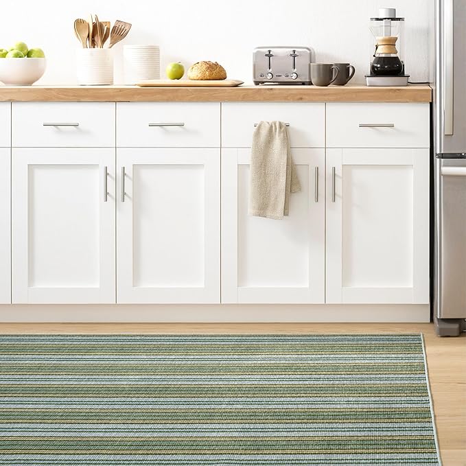 Dash and Albert Caravan Machine Washable Area Rug - 5' x 8' Multicolor Stripe Washable Accent Rug Durable, High Traffic Area Kitchen, Hallway, Bedroom, Stairs