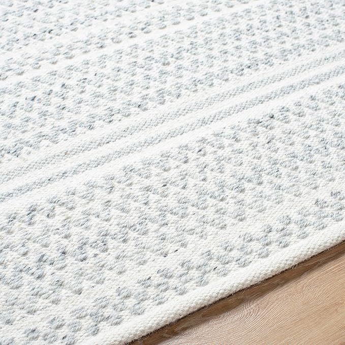 Mark&Day Wool Rugs, 2x8 Precious Solid and Border Cream/Black Runner Area Rug, Cream Black Carpet for Hallway, Kitchen, Bedroom or Living Room (2'6" x 8' Runner)