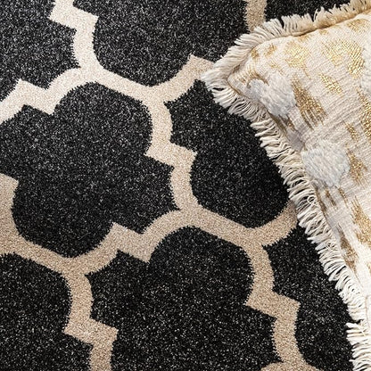Rugs.com Lattice Collection Rug – 5' x 8' Black Medium Rug Perfect for Bedrooms, Dining Rooms, Living Rooms