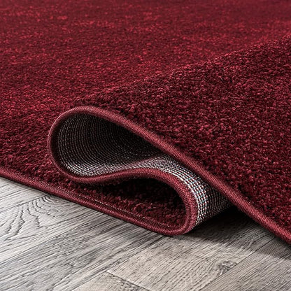 JONATHAN Y Haze Solid Low-Pile Dark Red 8' Round Indoor Area Rug, Coastal,Bohemian,Minimalist,Classic, Easy-Cleaning for Living Room,Bedroom,Kitchen,Pet Friendly,Non-Shedding (SEU100Q-8R)